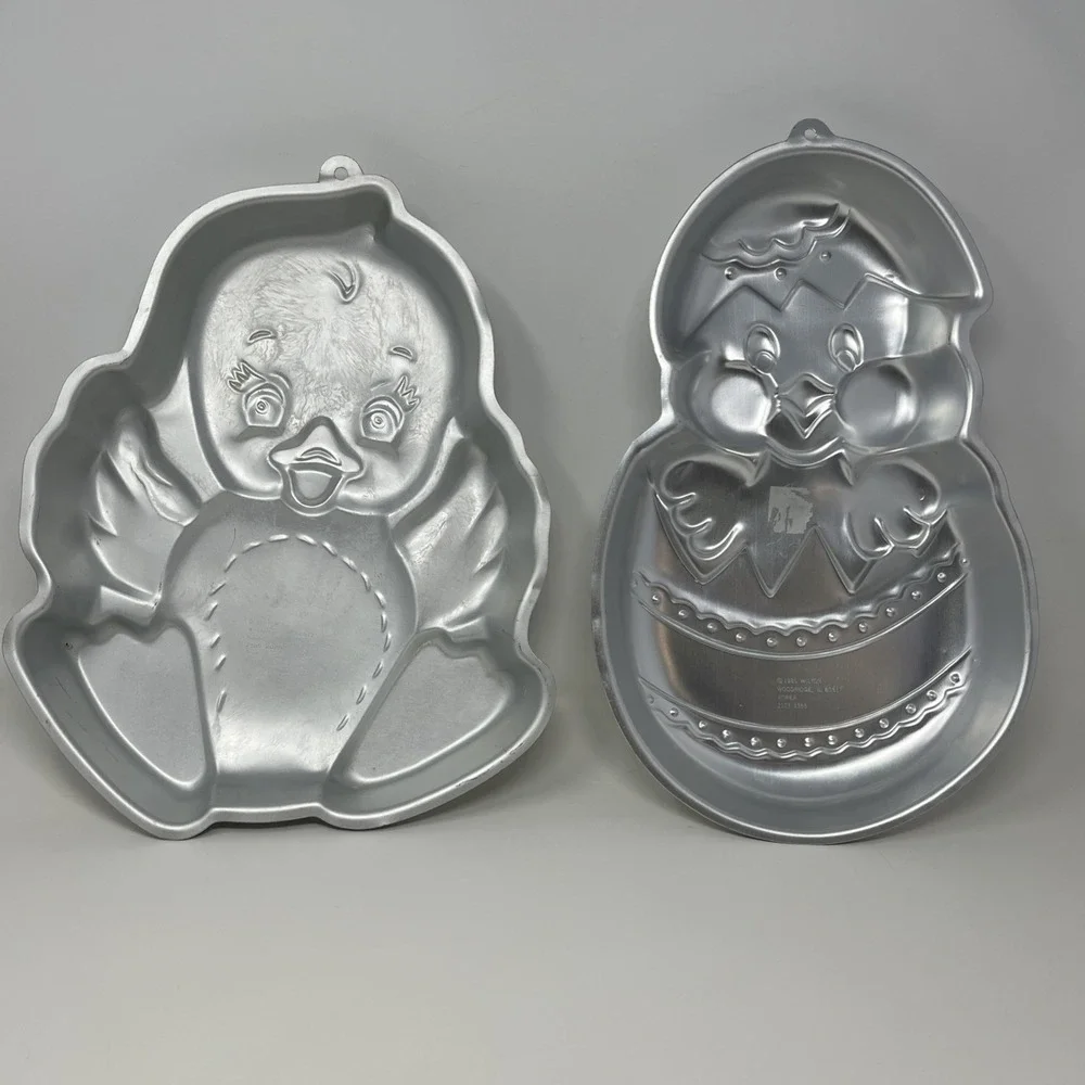 Lot Of 2 Wilton Cake Pans Easter Baby Chick Duck And Hatching Chicken With Egg